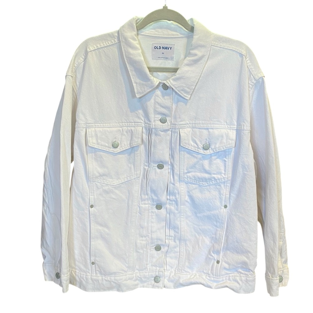 Old Navy Womens White Denim Jean Jacket Plus Size 3X